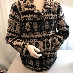 Chico’s graphic woven jacket -beige & black-size 2